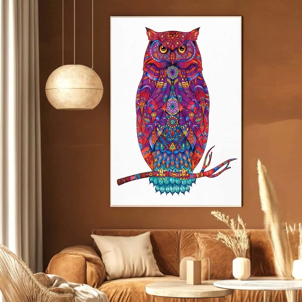 Owl Pattern | Wildlife Artwork | Nature Wall Art | A2 at XILEF Art