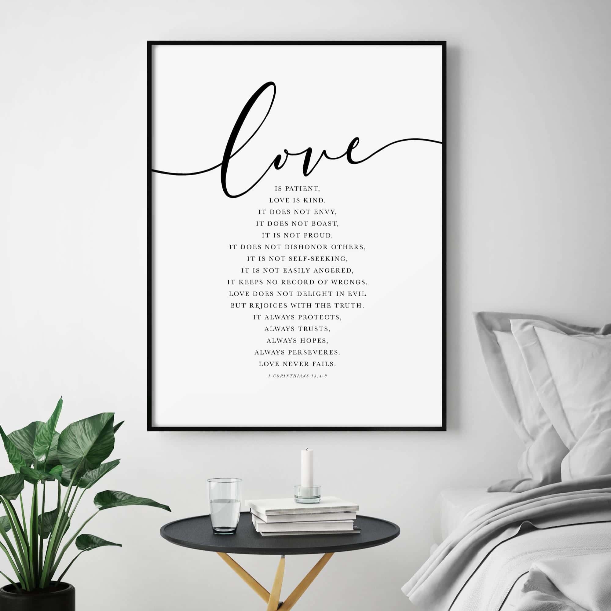 Love is Patient, Love is Kind, 1 Corinthians 13:4-8 | Single, Christian Wall Art, A2 at XILEF Art